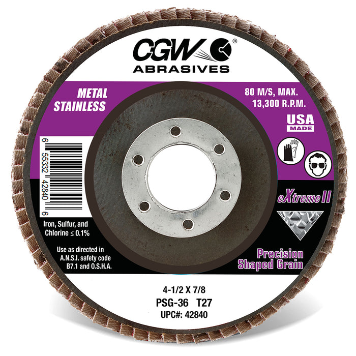 CGW 42842 eXtreme II Flap Discs 60 Grit 4-1/2 x 7/8
