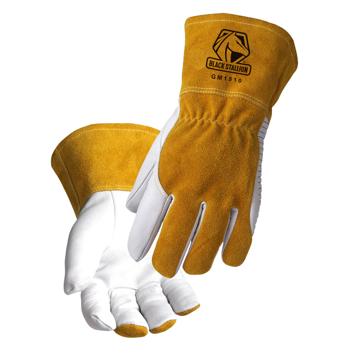 Black Stallion GM1510-WT XL Premium Goatskin MIG Glove with DragPatch