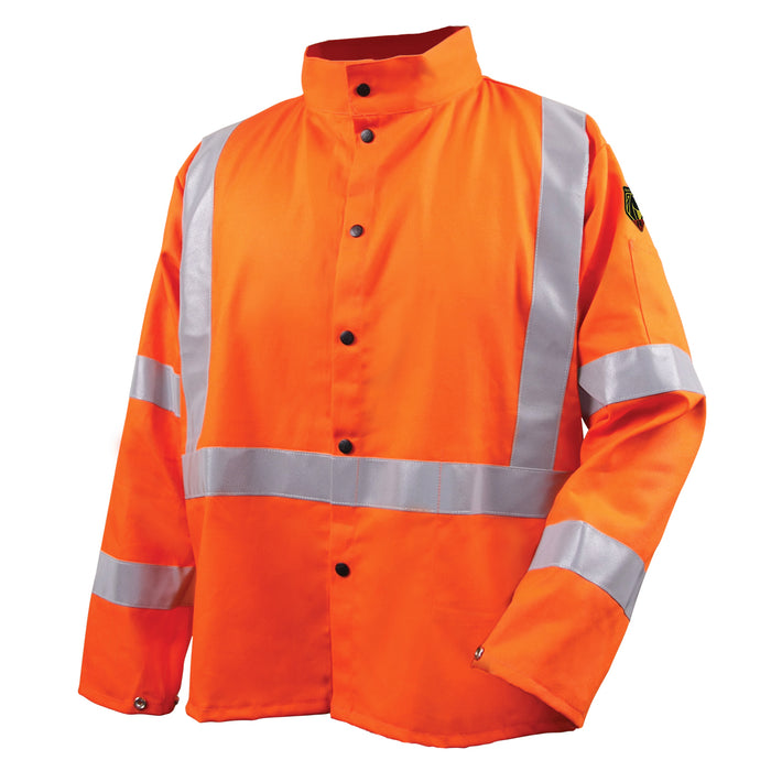 Black Stallion JF1012-OR Large Safety Welding Jacket with FR Reflective Tape