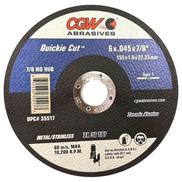 CGW 35517 Quickie Cut-Off Wheels 6 x .045 x 7/8
