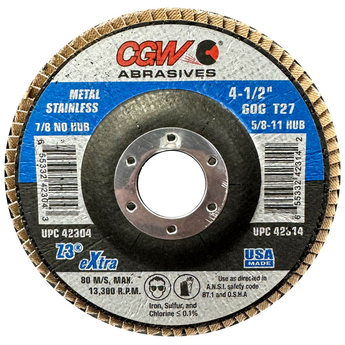 CGW 42304 Z3 Flap Disc 60 Grit 4-1/2 x 7/8