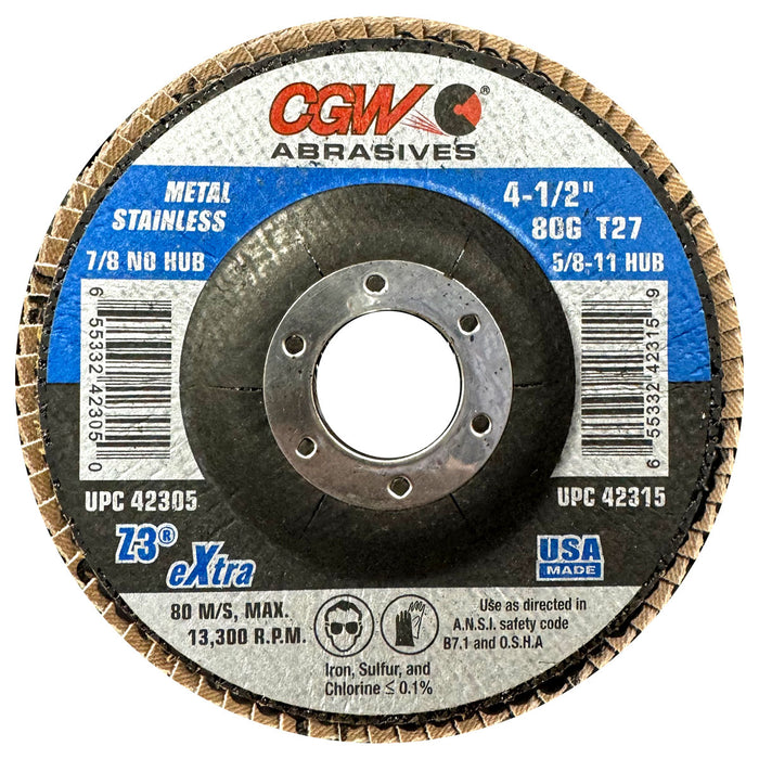 CGW 42305 Z3 Flap Disc 80 Grit 4-1/2 x 7/8