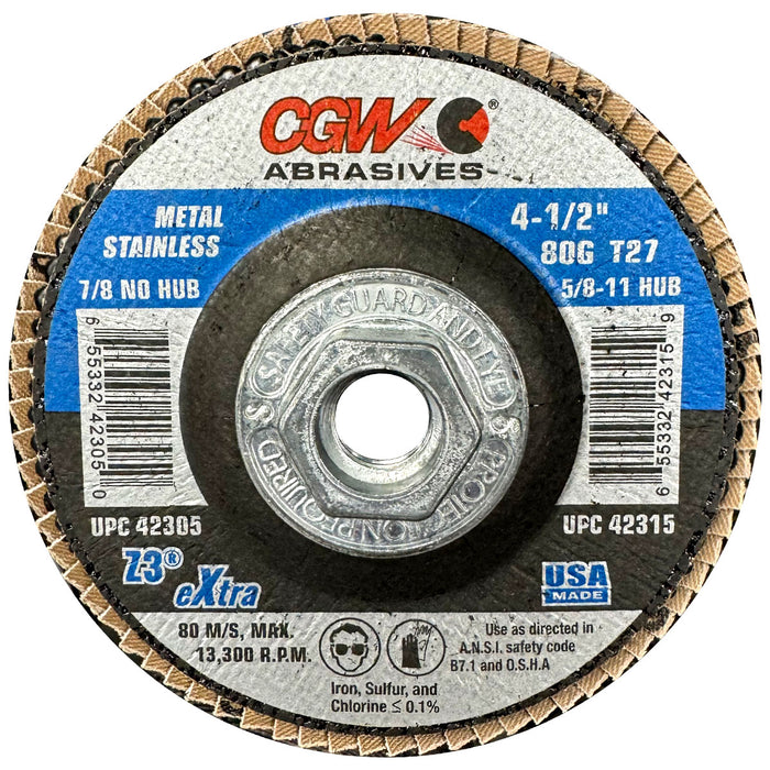 CGW 42315 Z3 Flap Disc 80 Grit 4-1/2 x 5/8-11