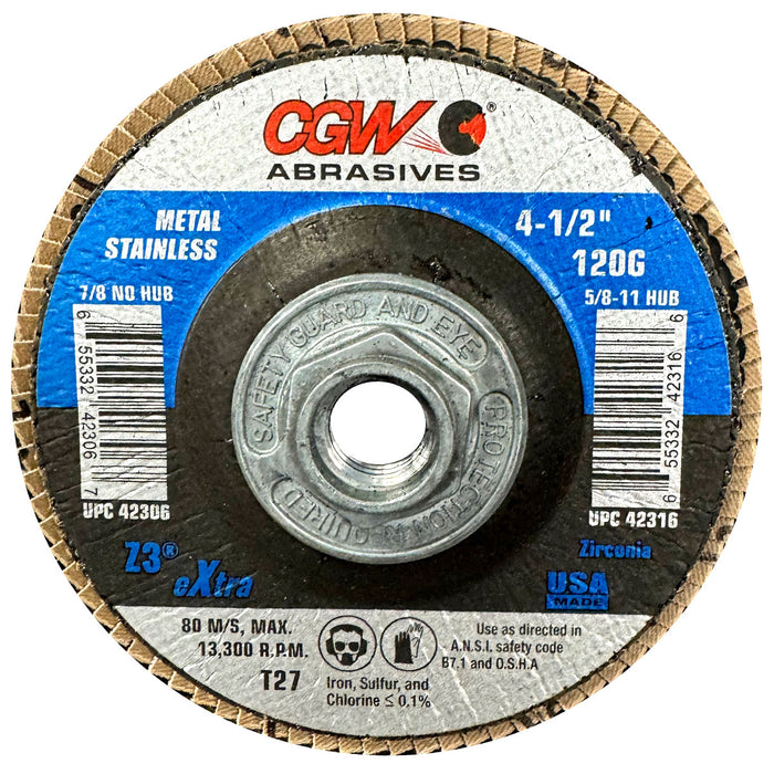 CGW 42316 Z3 Flap Disc 120 Grit 4-1/2 x 5/8-11