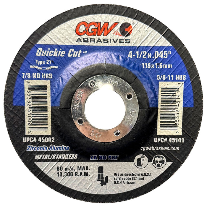 CGW 45002 Quickie Cut-Off Wheels 4-1/2 x .045 x 7/8
