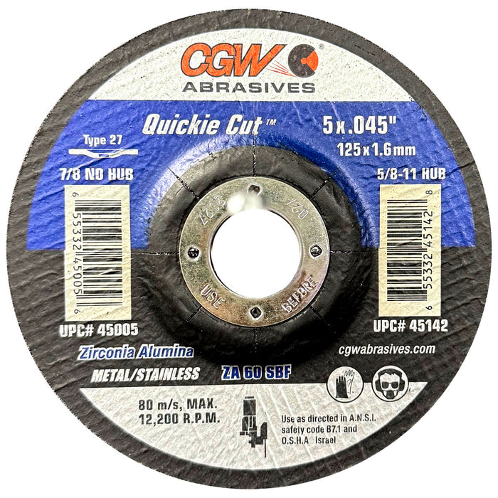 CGW 45005 Quickie Cut-Off Wheels 5 x .045 x 7/8