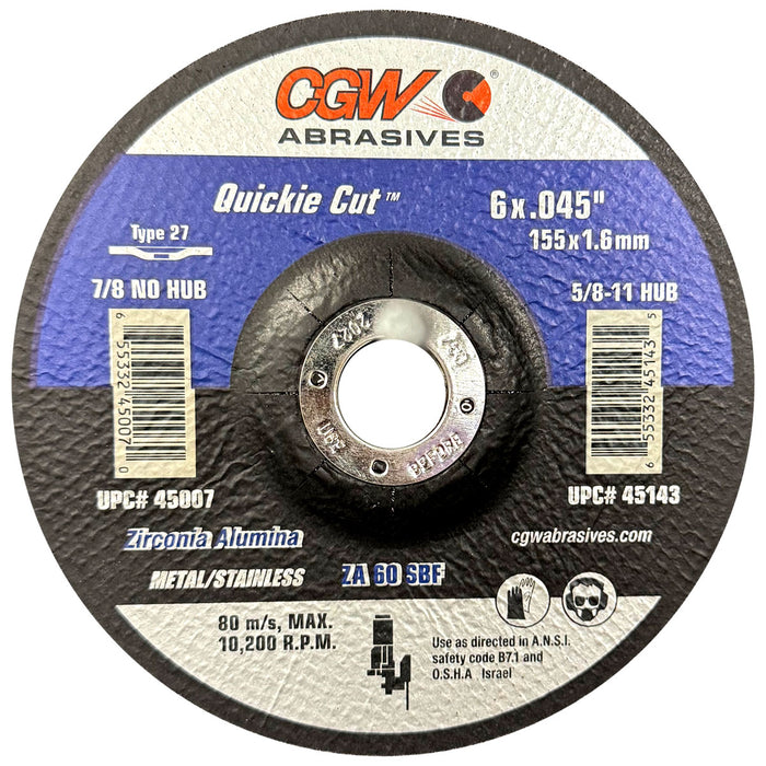 CGW 45007 Quickie Cut-Off Wheels 6 x .045 x 7/8