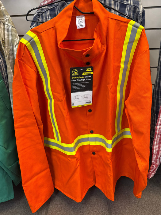 Black Stallion JF1010-OR 3XL Safety Welding Jacket with FR Triple Trim Tape