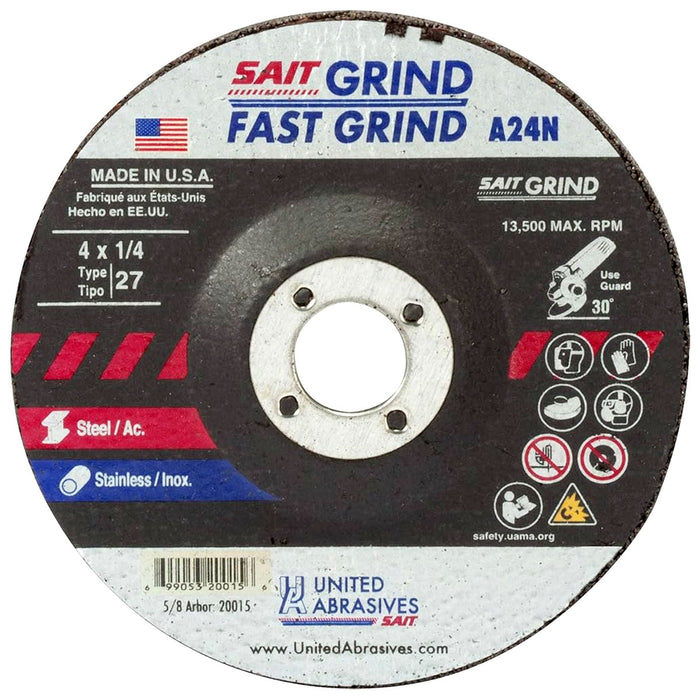 UNITED ABRASIVES/SAIT 20015 A24N Grinding Wheel 4 x 1/8 x 5/8