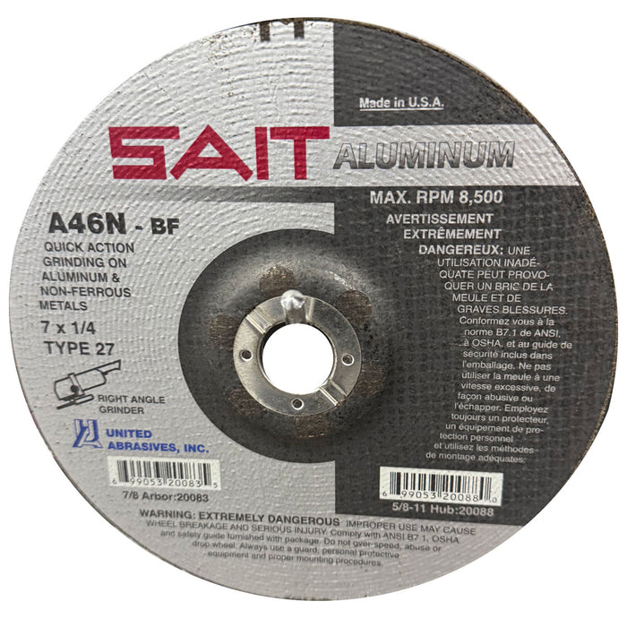 UNITED ABRASIVES/SAIT 20083 A46N Grinding Wheel 7 x 1/4 x 7/8