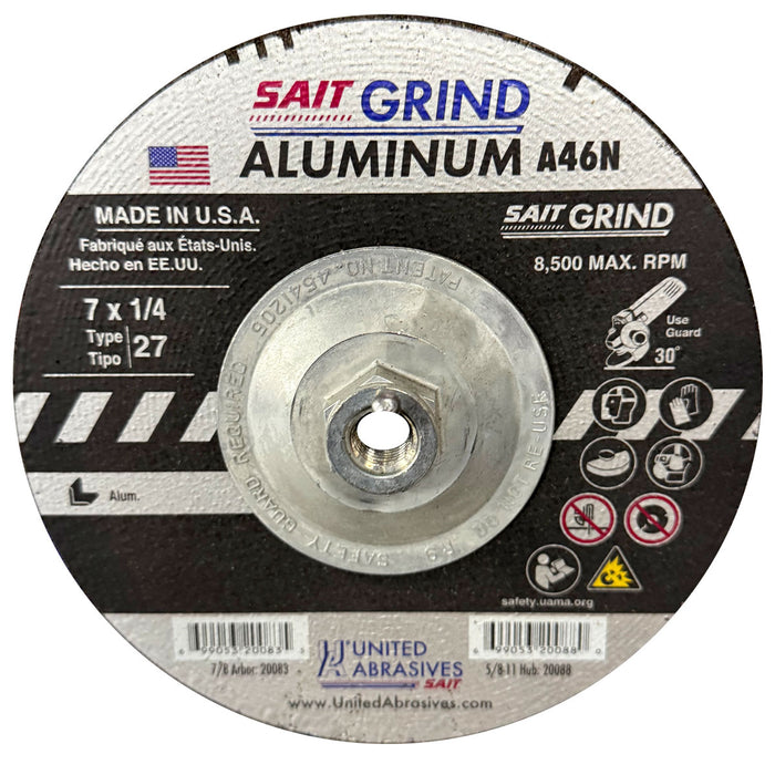 UNITED ABRASIVES/SAIT 20088 A46N Grinding Wheel 7 x 1/4 x 5/8