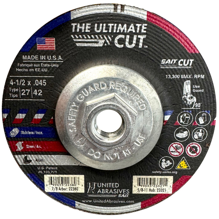 UNITED ABRASIVES/SAIT 23321 The Ultimate Cut-Off Wheels 4-1/2 x 5/8-11