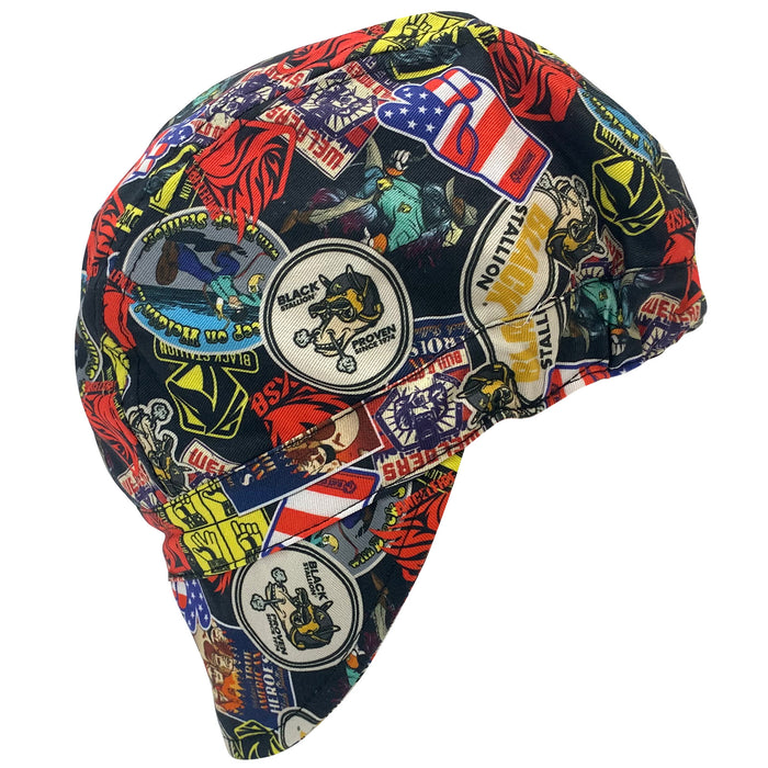 Black Stallion Exclusive Sticker Collage Cotton Welding Cap. BC5W-SC