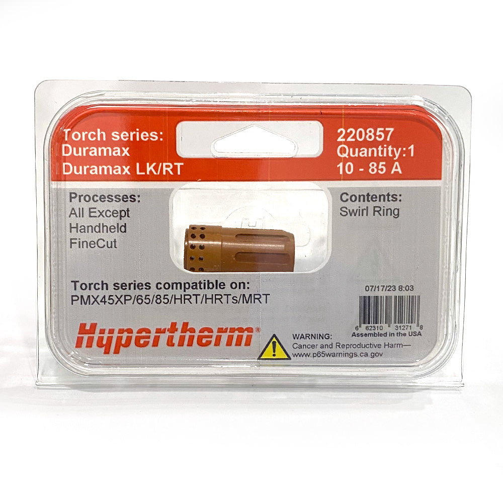 HYPERTHERM 220857 Swirl Ring 10-85 AMP – Phoenix Welding