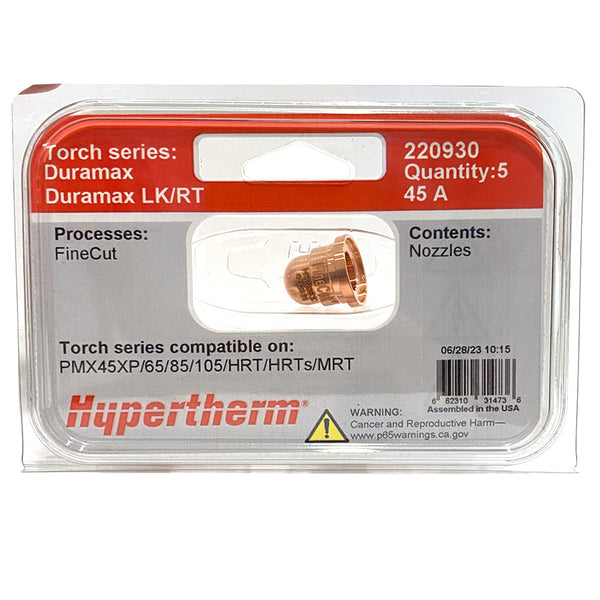 HYPERTHERM 220930 FineCut Nozzles 45 AMP (5 Per Pkg) – Phoenix Welding ...