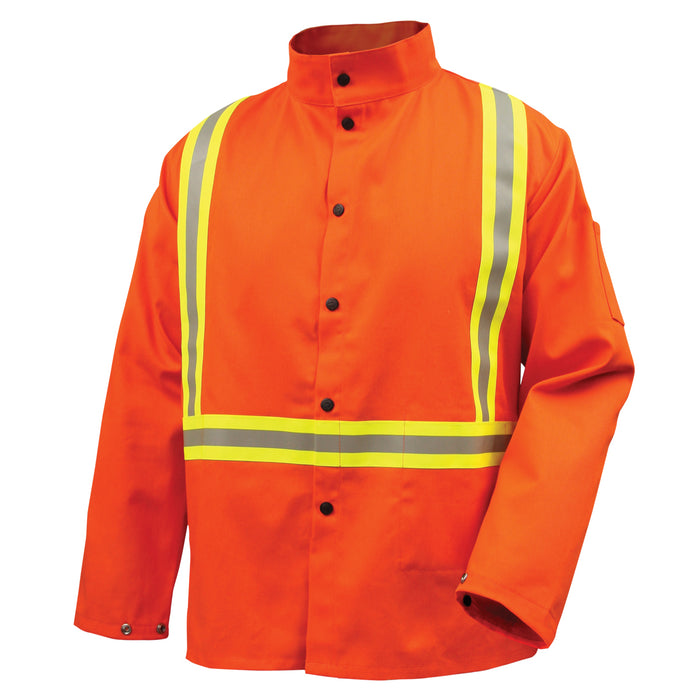 Black Stallion JF1010-OR 3XL Safety Welding Jacket with FR Triple Trim Tape