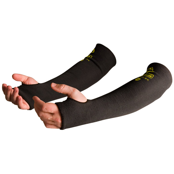 Black Stallion KS-18T-BK A4 Cut-Resistant Para-Aramid Knit Sleeves with Thumb Slot