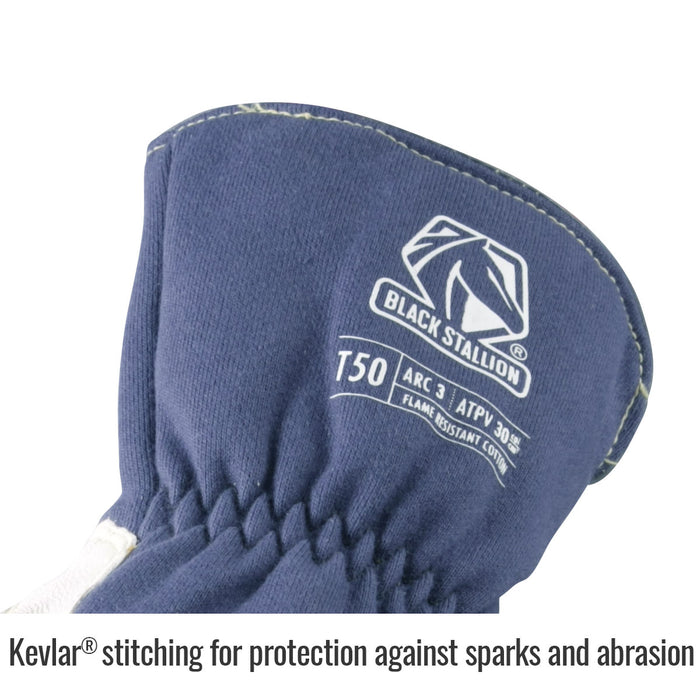 Black Stallion T50M Medium Premium Grain Goatskin & FR Cotton TIG Welding Glove
