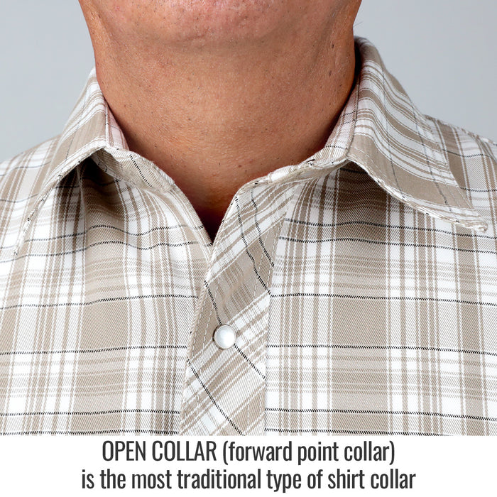 Black Stallion Large AR/FR Cotton Work Shirt with Pearl Snaps, Khaki Plaid. WF2110-PK