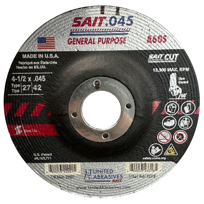 UNITED ABRASIVES/SAIT 22021 A60S Cut-Off Wheels 4-1/2 x 7/8