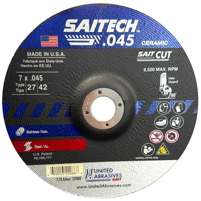UNITED ABRASIVES/SAIT 22088 Saitech Cut-Off Wheels 7 x 7/8